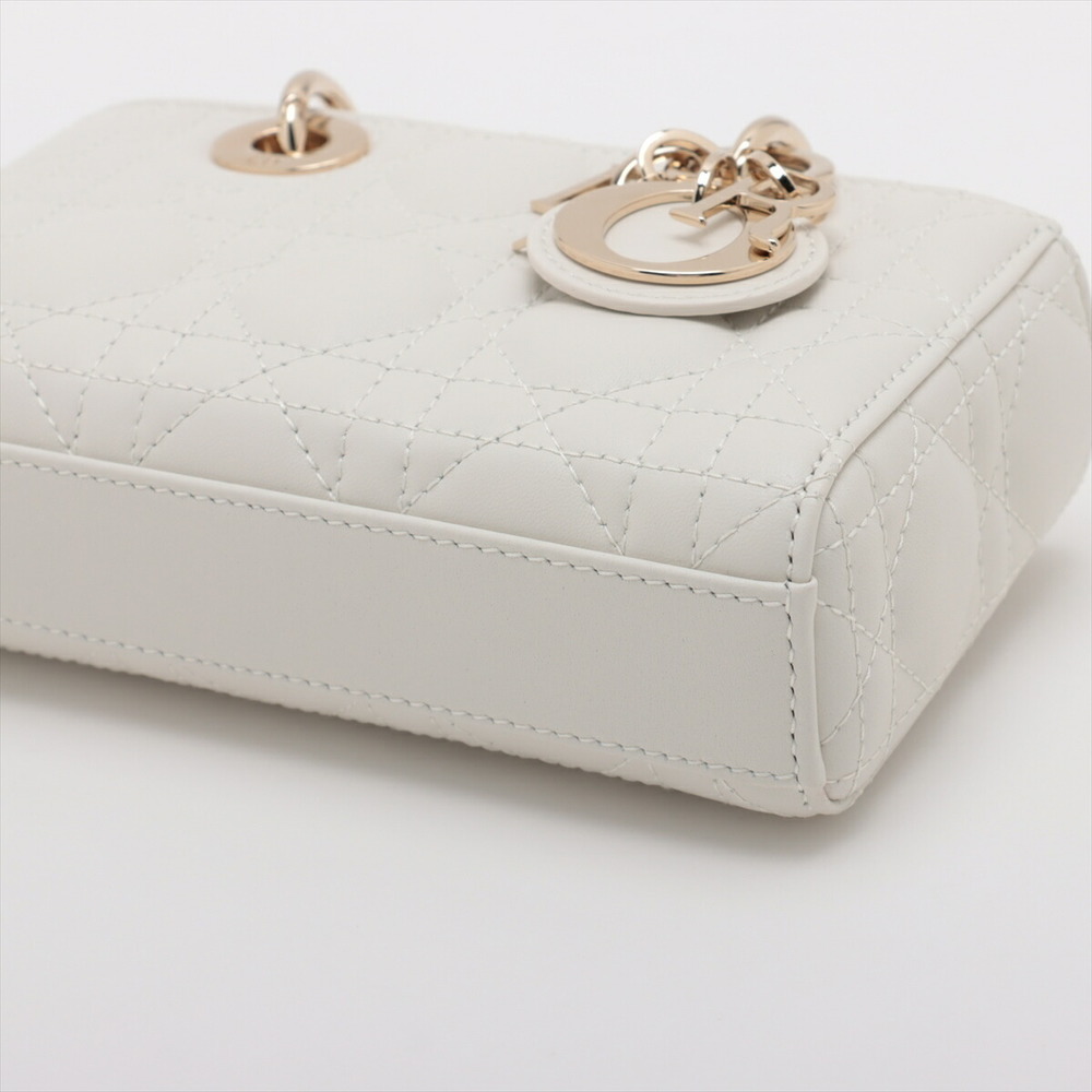 Christian Dior Lady Joy Micro Leather 2WAY Handbag White - Picture 3 of 10